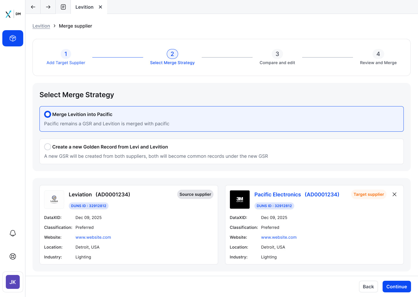Select Merge Strategy, Step 2